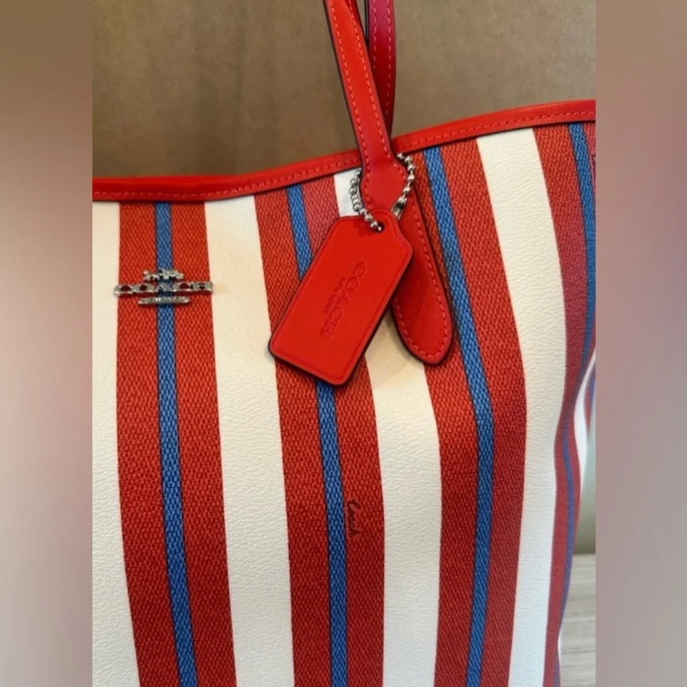 NWOT Coach Large city Tote Bag with Striped Print (Sold Out) CT825 - Picture 5 of 12